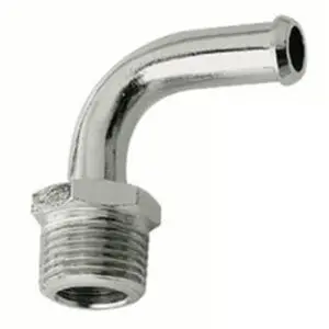 Mr Gasket 2970G Chrome Fuel Line 90° Fitting 3/8" NPT Thread - For 3/8" ID Hose