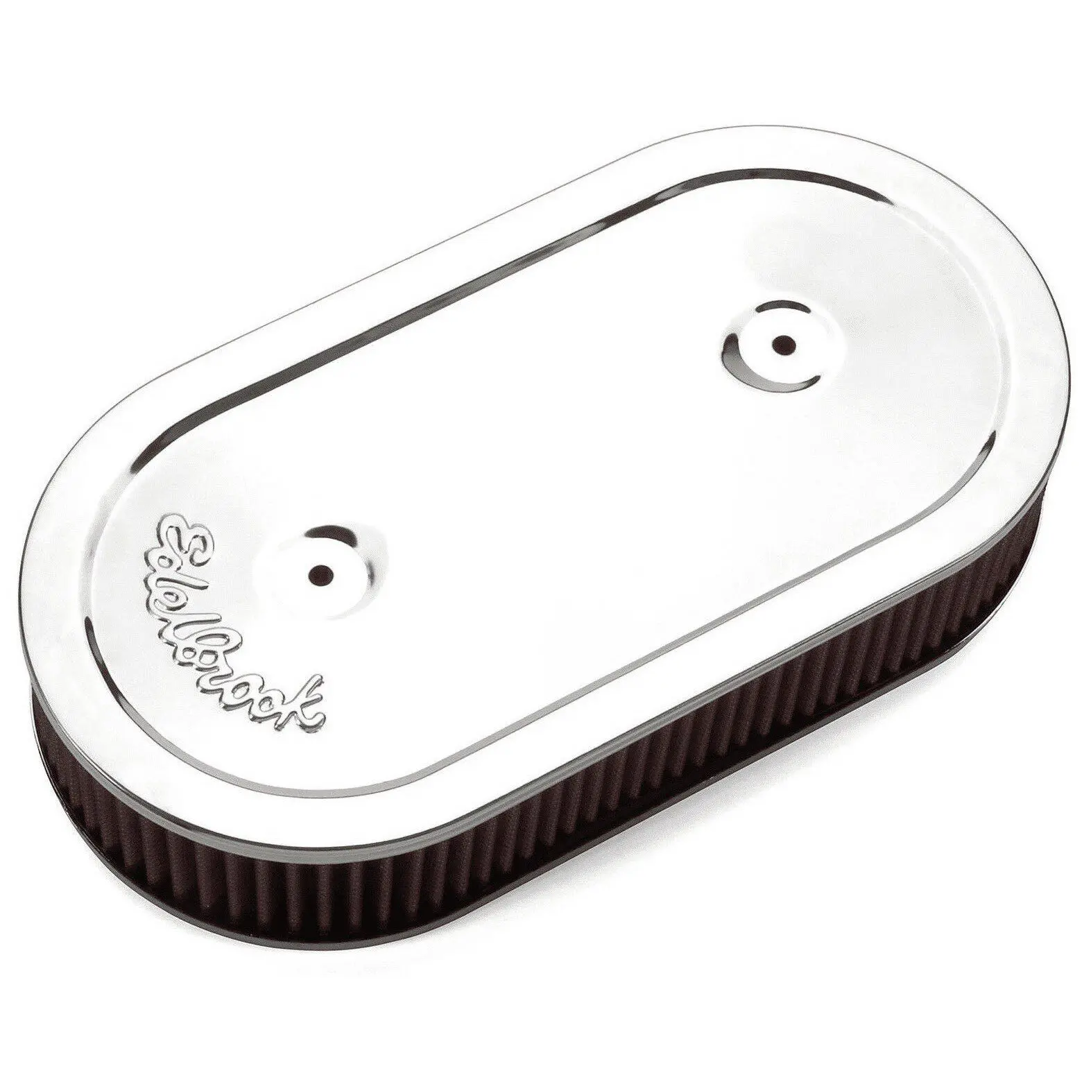 Edelbrock 1236 Pro-Flo Chrome Oval Air Cleaner For Single 4 bbl Carb - Washable Filter