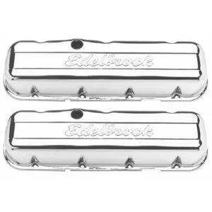 Edelbrock 4480 Signature Series Chrome Valve Covers Chevy 396-502 V8 1965 & Later
