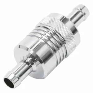 Edelbrock 8136 Chrome Aluminium Inline Fuel Filter 3/8" Inlet/Outlet