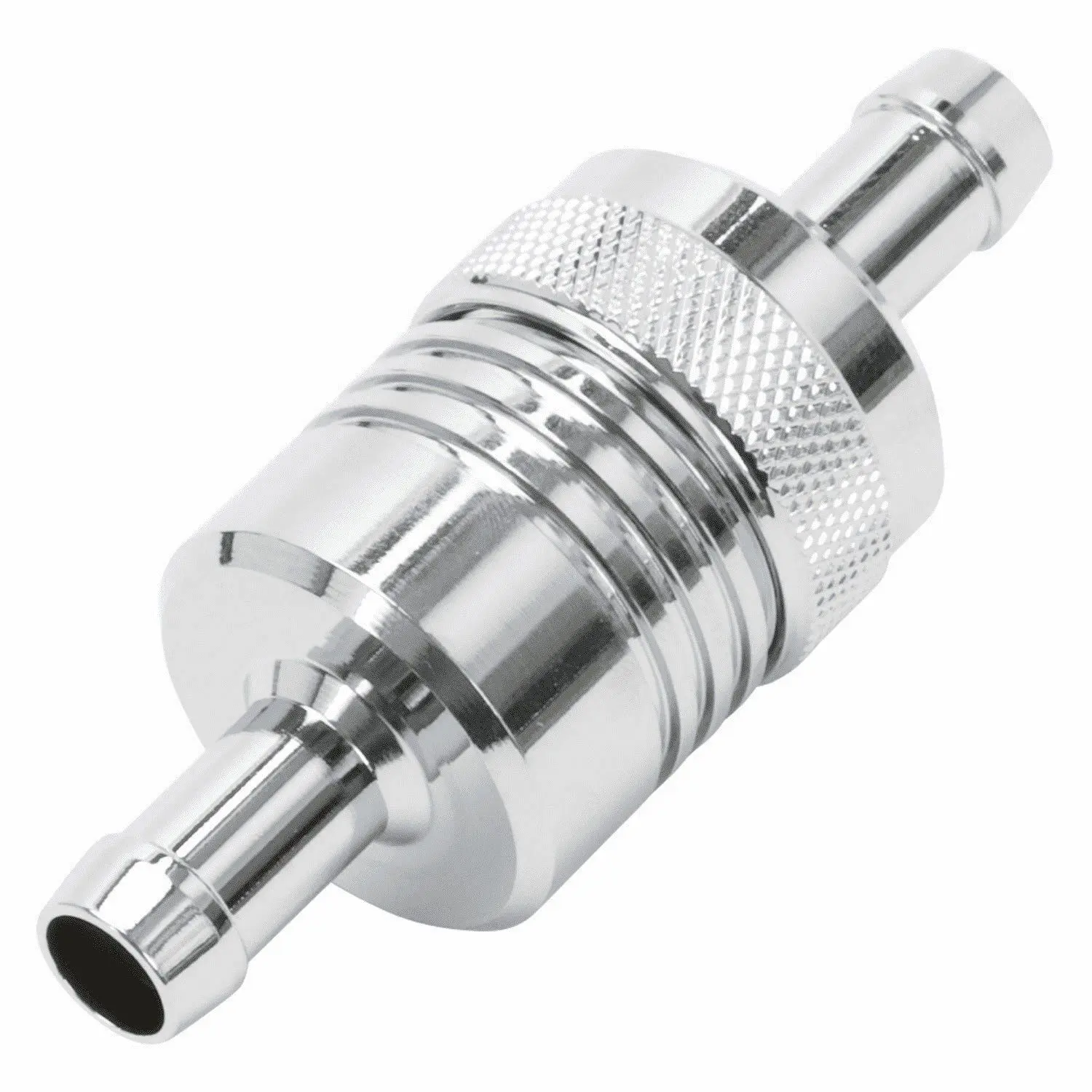 Edelbrock 8136 Chrome Aluminium Inline Fuel Filter 3/8" Inlet/Outlet