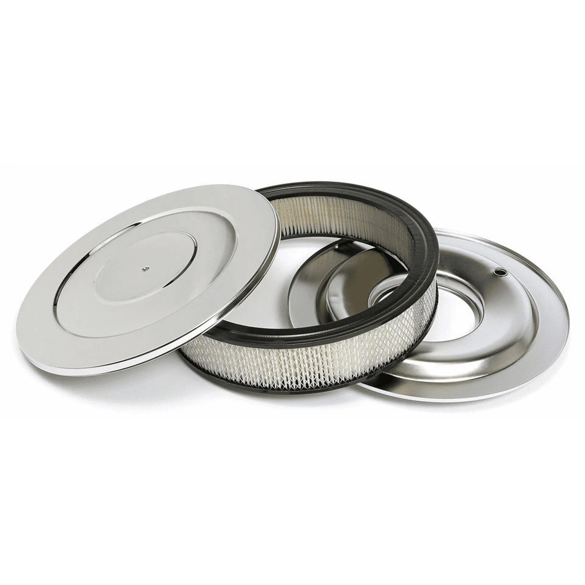 14" x 3" Chrome Air Cleaner / Filter With Flat Base - Holley, Edelbrock