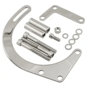 Chrome Low Mount Alternator Bracket Kit - SB Small Block Chevy Short Water Pump