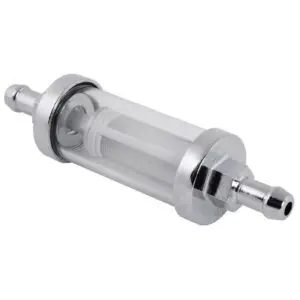 Chrome Clear View Glass Inline Fuel Filter - 5/16" Inlet / Outlet