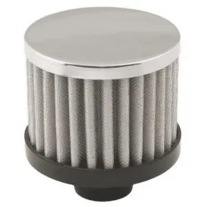 Chrome 3" Tall Open Filter Valve Cover Breather - Push-In Style