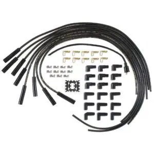 Accel 4040K Super Stock Universal 8mm Spark Plug Lead / Wire Set - Black Straight Boots