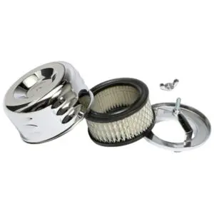 4-1/2" x 2-7/8" Nostalgic Chrome Louvered Style Air Cleaner / Filter Kit