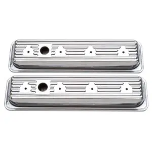 Edelbrock 4446 Signature Series Chrome Valve Covers For Chevy 262-400 1987-95 Center Bolt