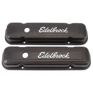 Edelbrock 4453 Signature Series Black Valve Covers For Pontiac 301, 326, 350, 389, 400, 421, & 455