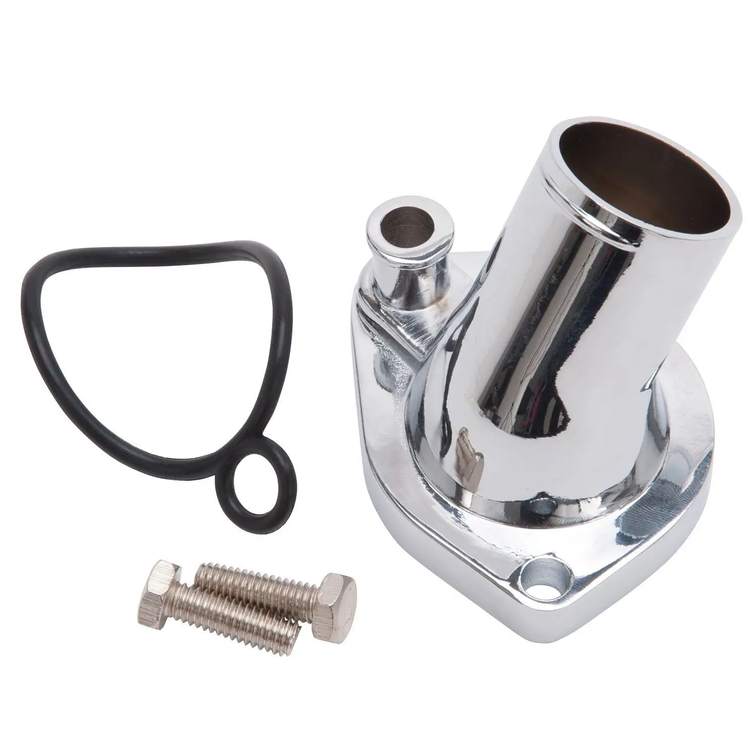 Edelbrock 4814 Polished Aluminum O-Ring Style 15 Degree Water Neck / Thermostat Housing For SB Ford V8