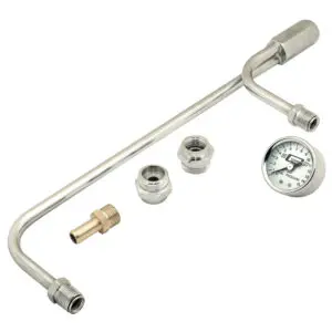 Mr Gasket 1559 Chrome Fuel Line Kit with Gauge and Fittings For Holley 4150 Style Carbs