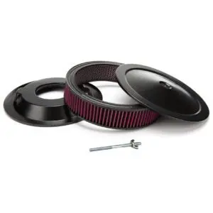 14" x 3" Black Muscle Car Style Air Cleaner / Filter Kit With Washable Element - Recessed Base