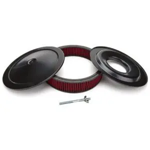 14" x 3" Black Muscle Car Style Air Cleaner / Filter Kit With Washable Element - Flat Base