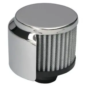 Chrome 3" Tall Open Filter Valve Cover Breather With Shield - Push In Style