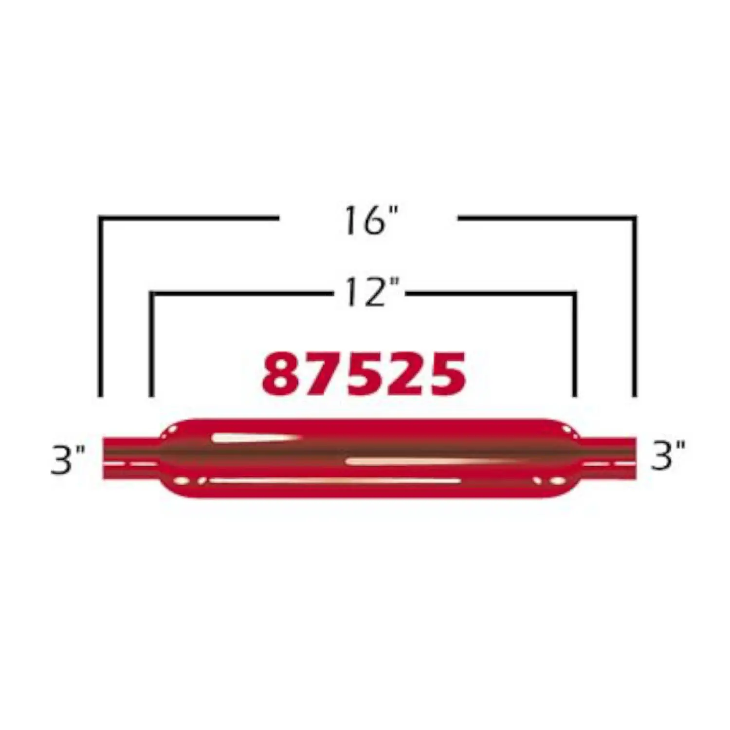 Cherry Glasspack Exhaust Bomb 12" Body Length 3" ID - Image 2