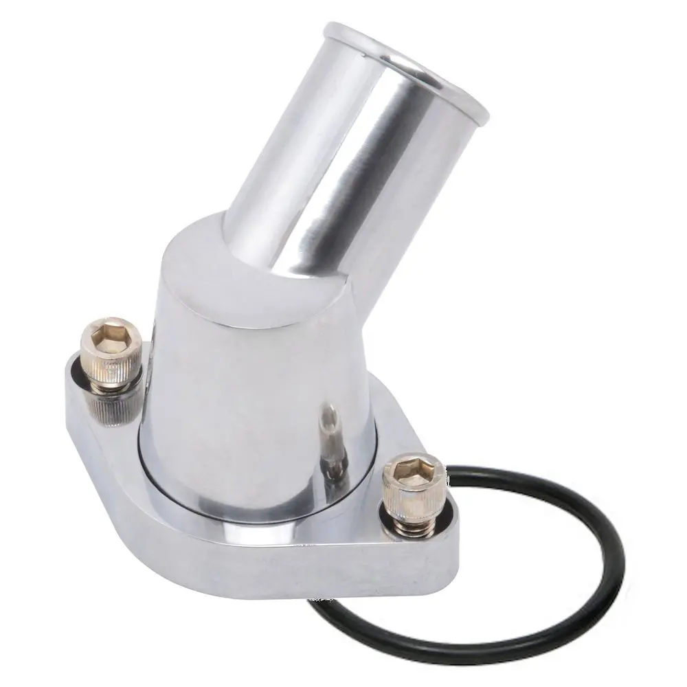 Polished Aluminium O-Ring Style 45 Degree Swivel Water Neck / Thermostat Housing SB & BB Chevy 1955 Up