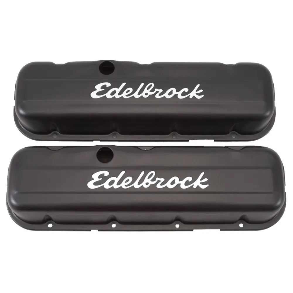 Edelbrock 4483 Signature Series Black Valve Covers Chevy 396-502 V8 1965 & Later