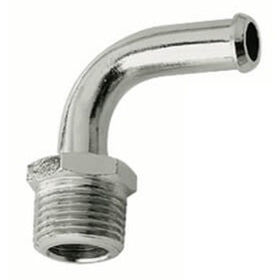 Mr Gasket 2970G Chrome Fuel Line 90° Fitting 3/8" NPT Thread - For 3/8" ID Hose