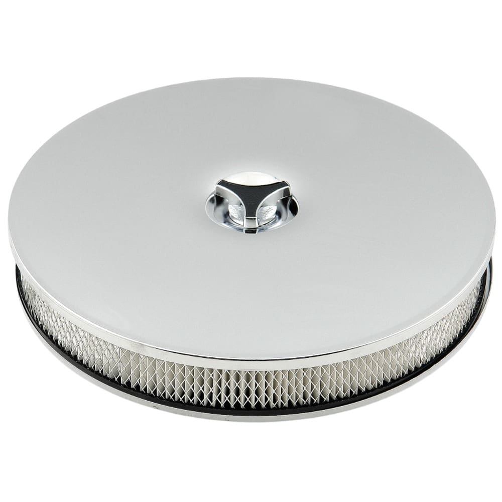 Mr Gasket 4339 Chrome Low Rider / Low Mount Air Cleaner / Filter - 14 x 2-1/4"