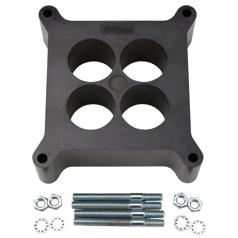 Edelbrock 8713 - 2" Carb Spacer Kit - 4 Hole - Black Phenolic Plastic