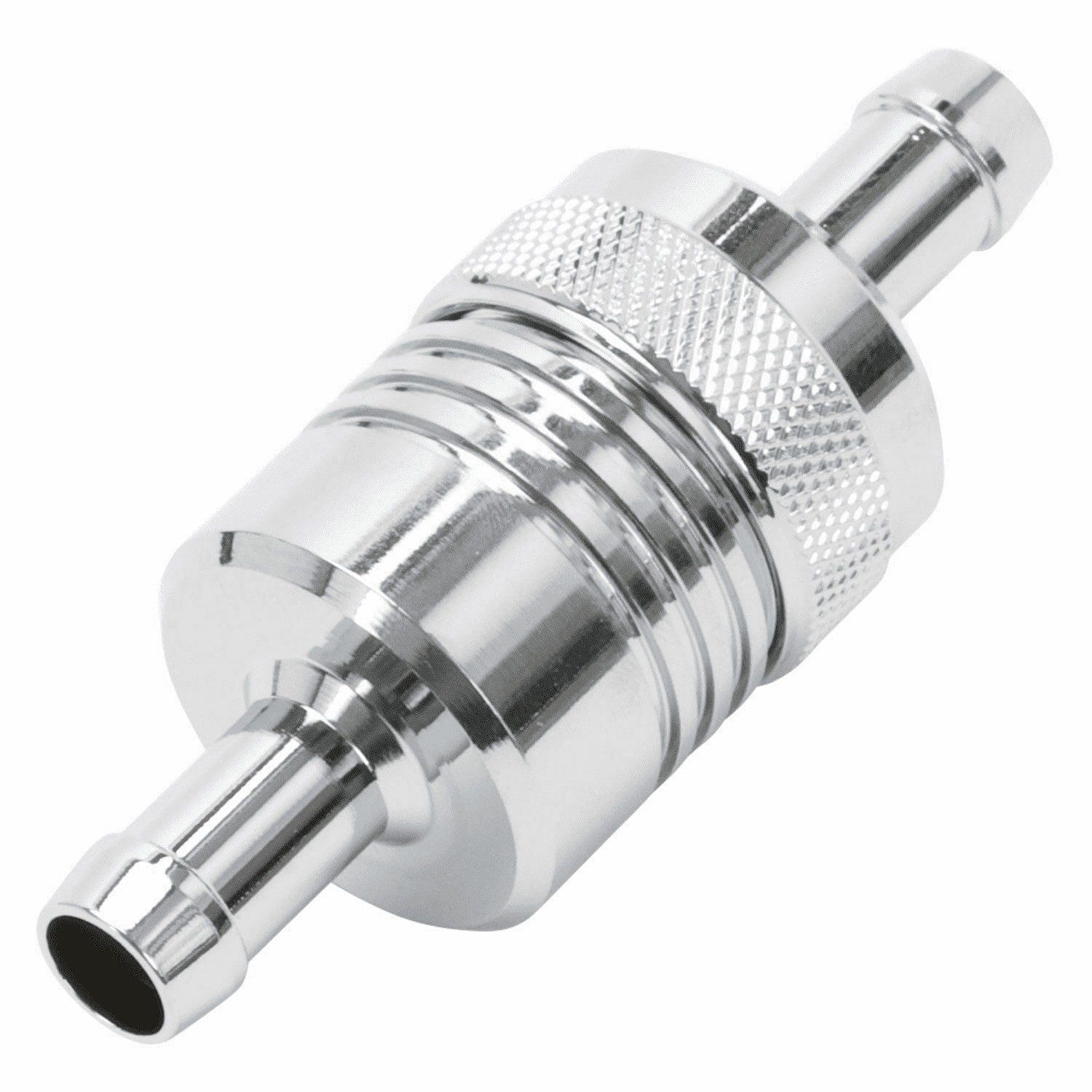 Edelbrock 8136 Chrome Aluminium Inline Fuel Filter 3/8" Inlet/Outlet