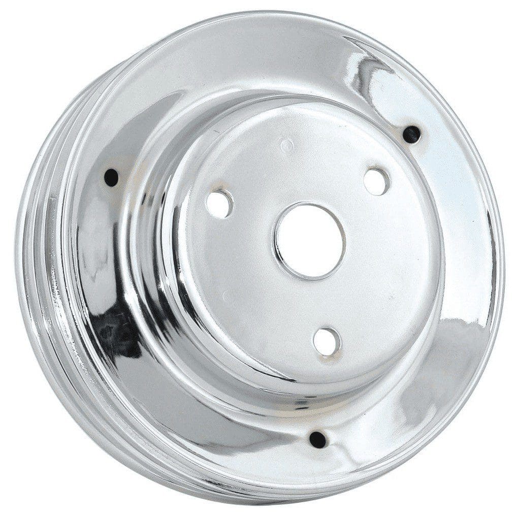 Mr Gasket 4978 Chrome Crankshaft Pully 69-85 Small Block Chevy w/Long Water Pump