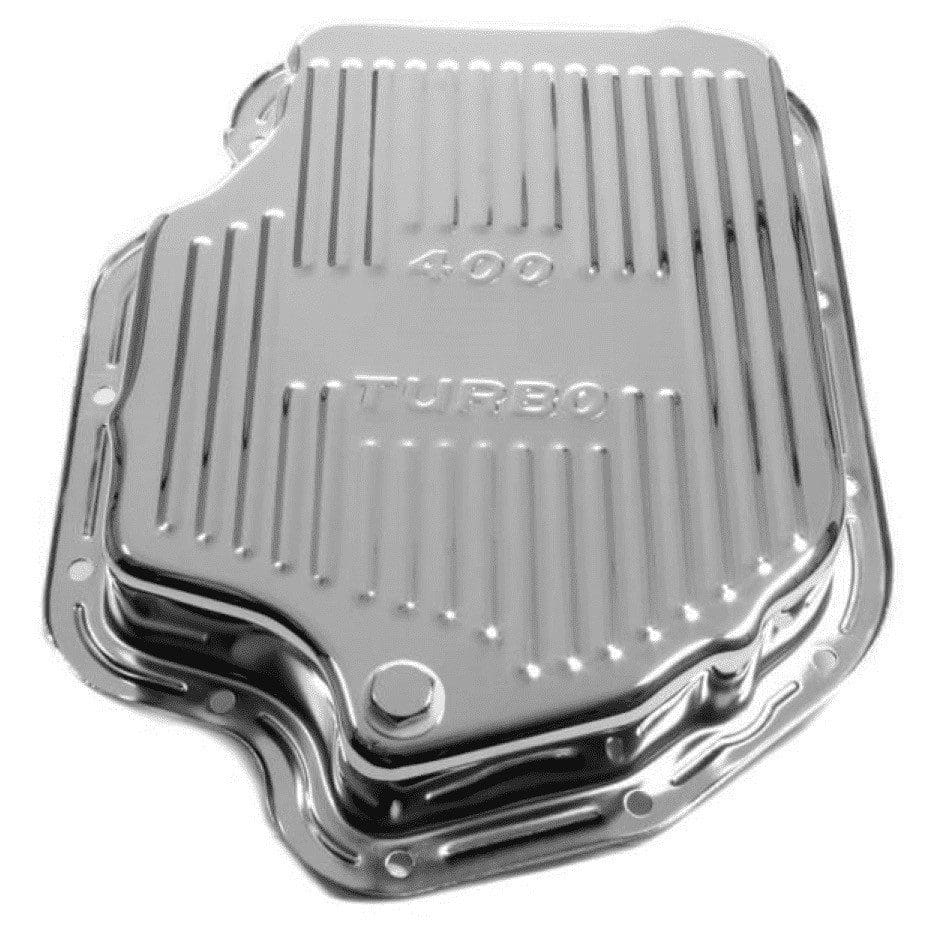 Chrome GM Turbo 400 Transmission Oil Pan - TH400 - Finned Style