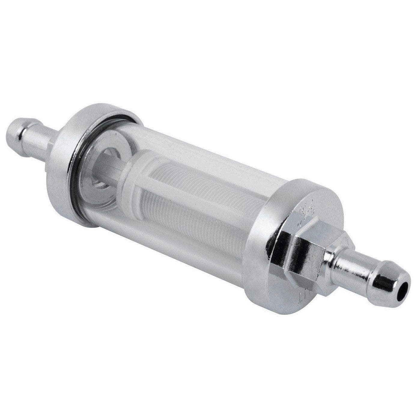 Chrome Clear View Glass Inline Fuel Filter - 5/16" Inlet / Outlet