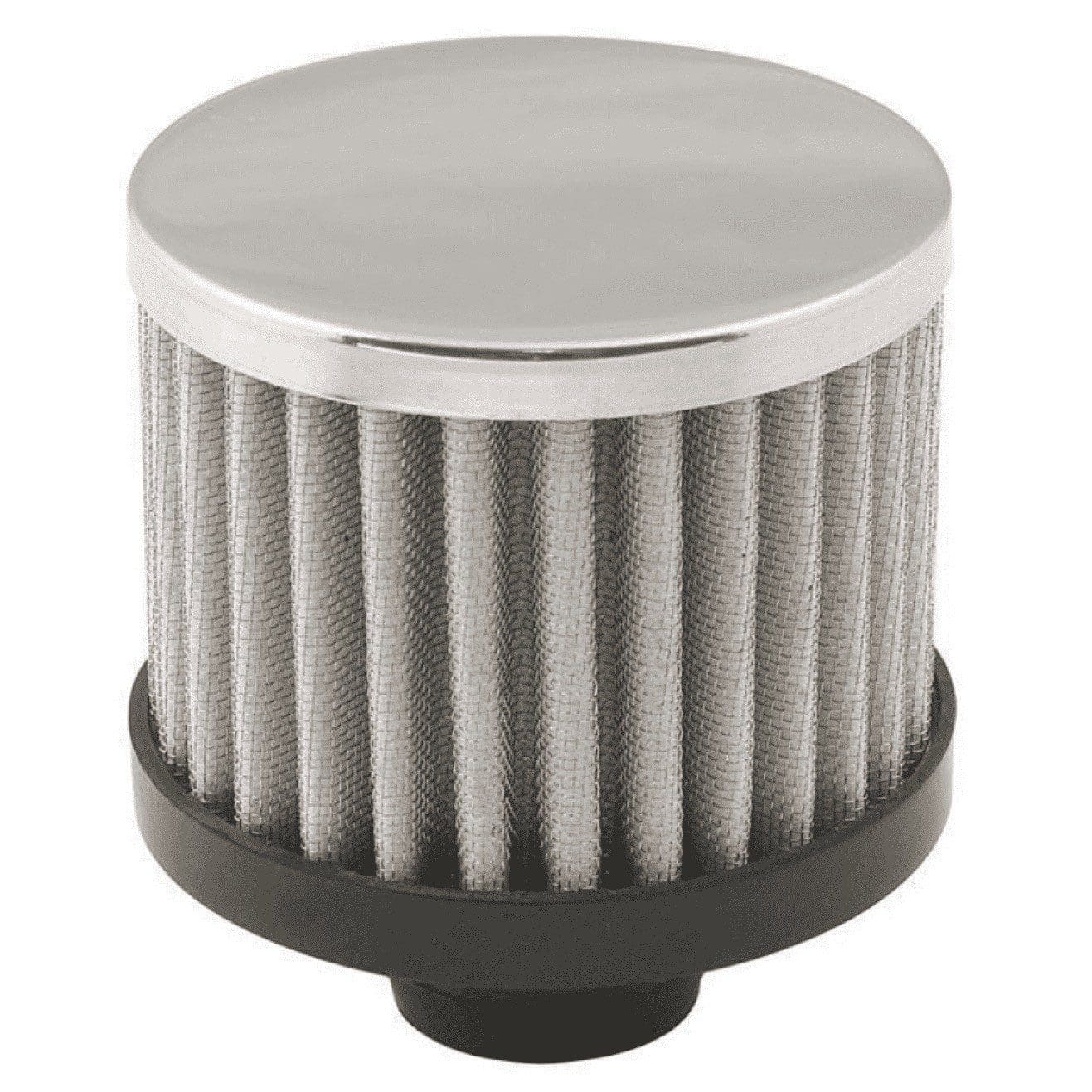 Chrome 3" Tall Open Filter Valve Cover Breather - Push-In Style