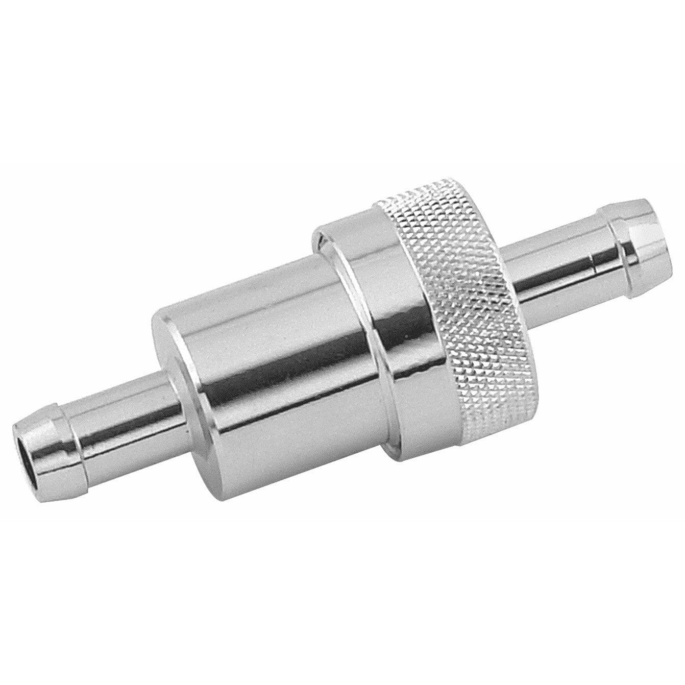Chrome Billet Aluminium Inline Fuel Filter With Bronze Element 3/8" Inlet/Outlet
