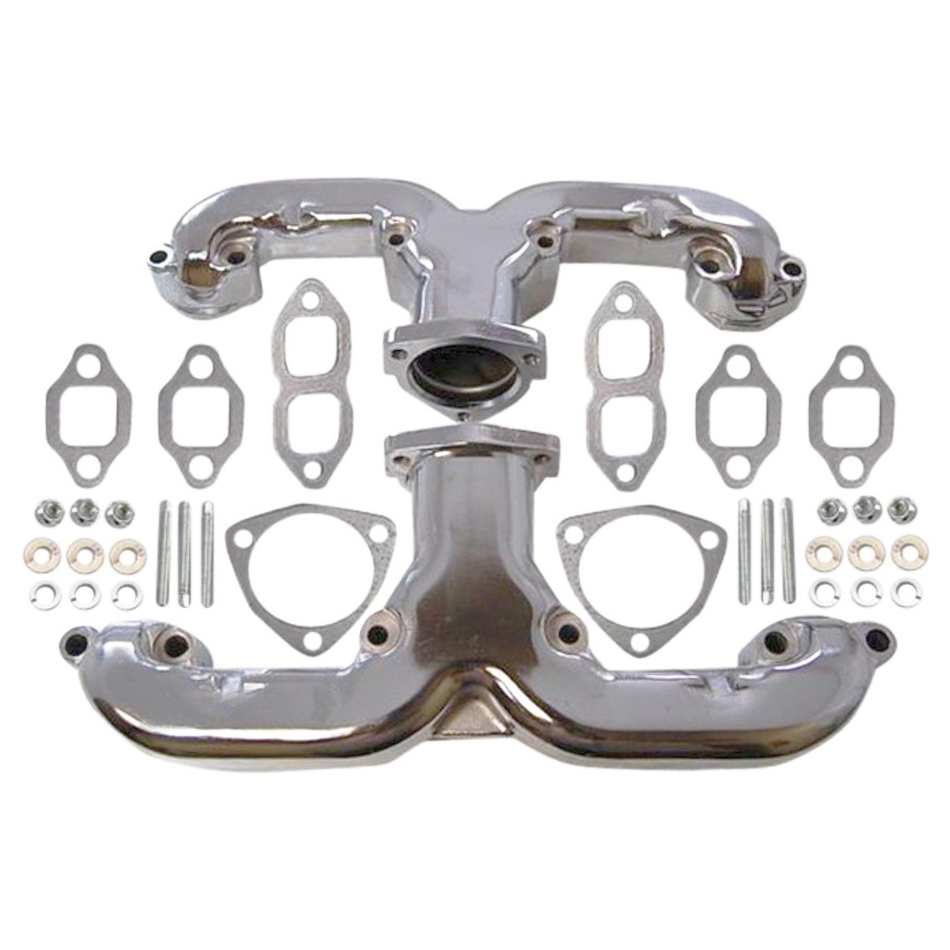 Chrome Classic Style "Ram Horn" Manifolds for Small Block Chevy John