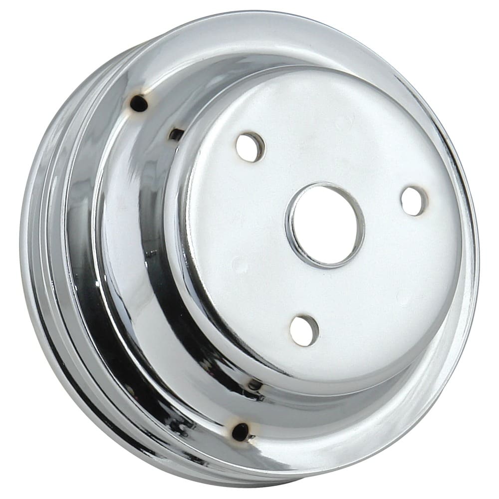 Mr Gasket 4977 Double Groove Chrome Crankshaft Pulley For Big Block & Small Block Chevrolet With LWP