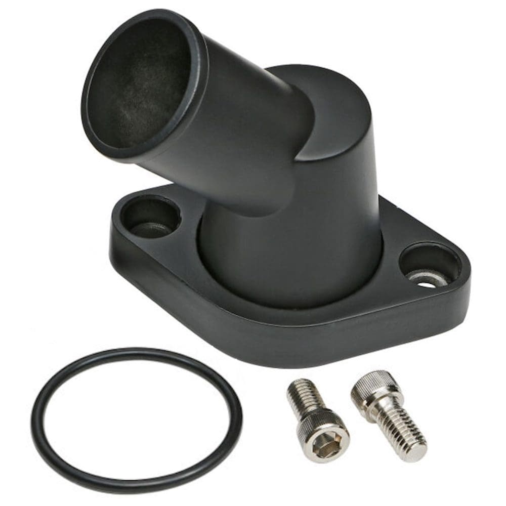 Black Aluminium O-Ring Style 45 Degree Swivel Water Neck / Thermostat Housing SB & BB Chevy 1955 Up