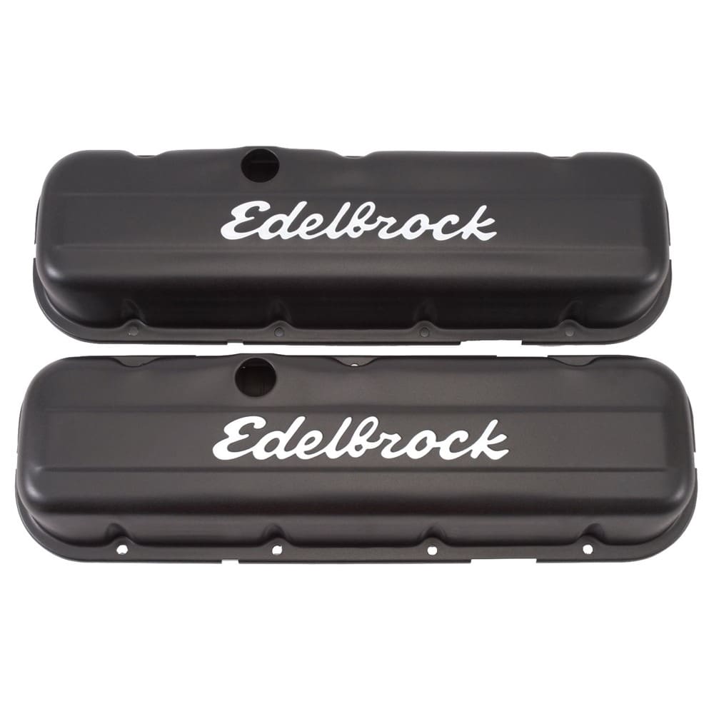 Edelbrock 4483 Signature Series Black Valve Covers Chevy 396-502 V8 1965 & Later