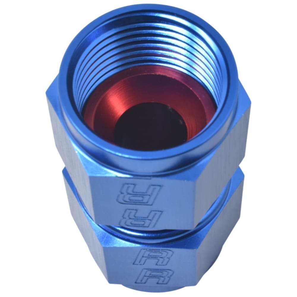 Edelbrock / Russell 640000 -6AN Straight Swivel Coupler Adapter Fitting With Blue/Red Finish - Image 2